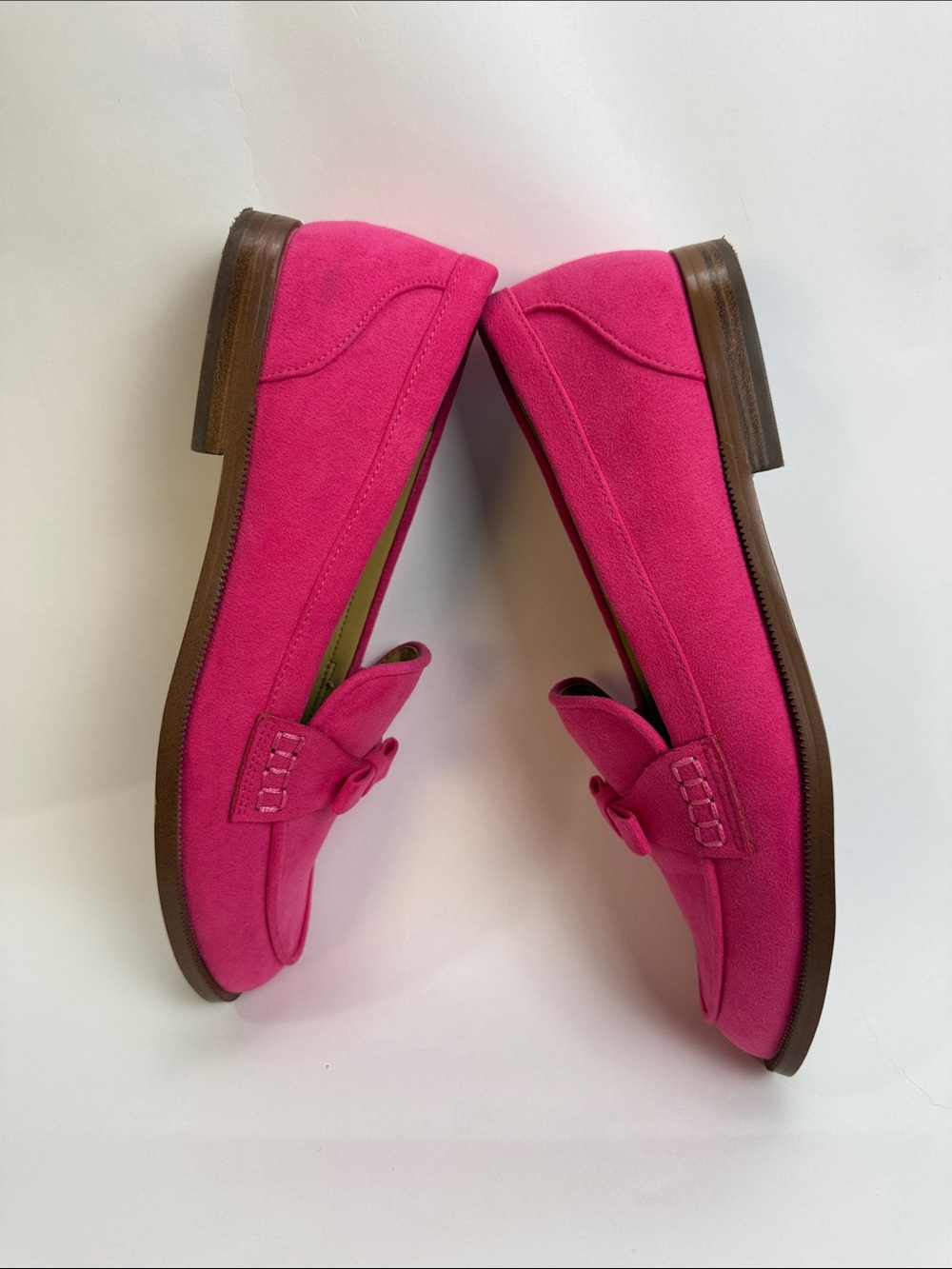 J. Crew Women's Synthetic Suede Bow Loafers in Sweet Fuchsia Size 8.5 - Picture 6 of 13